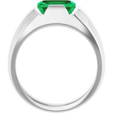 Emerald Lab-Grown Emerald Mens Ring in Gold and Platinum