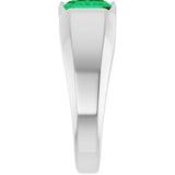 Emerald Lab-Grown Emerald Mens Ring in Gold and Platinum