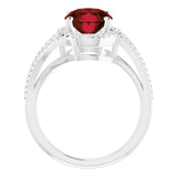 Oval Mozambique Garnet & Diamond Halo Ring in Gold and Platinum