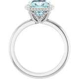 Cushion Sky Blue Topaz Solitaire Ring in Gold and Platinum