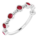 Round Lab-Grown Ruby Stackable Ring in Gold and Platinum