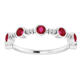 Round Lab-Grown Ruby Stackable Ring in Gold and Platinum