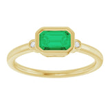 Emerald Lab-Grown Emerald & Diamond Ring in Gold and Platinum