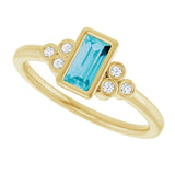 Straight Baguette London Blue Topaz & Diamond Accented Ring