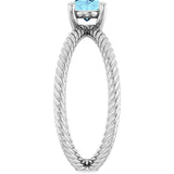 Oval Aquamarine Solitaire Ring in Gold and Platinum