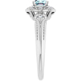 Cushion Sky Blue Topaz & Diamond Accented Ring in White Gold