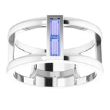 Straight Baguette Tanzanite Ring in Gold and Platinum