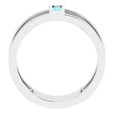 Straight Baguette Aquamarine Ring in Gold and Platinum