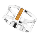 Straight Baguette Citrine Negative Space Ring in Gold and Platinum