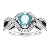 Cushion Blue Topaz & Diamond Accented Ring in Gold and Platinum