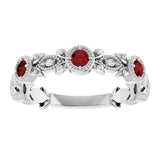 Round Mozambique Garnet & Diamond Ring in Gold and Platinum