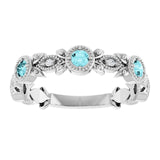 Round Blue Zircon & Diamond Accented Ring in Gold and Platinum