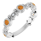 Round Citrine & Diamond Accented Ring in Gold and Platinum