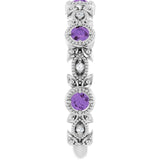 Round Amethyst & Diamond Accented Ring in Gold and Platinum