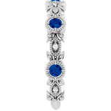 Round Blue Sapphire & Diamond Accented Ring in Gold and Platinum