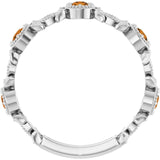 Round Citrine & Diamond Accented Ring in Gold and Platinum
