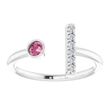 Round Pink Tourmaline & Diamond Ring in Gold and Platinum