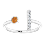 Round Citrine & Diamond Negative Space Ring in Gold and Platinum