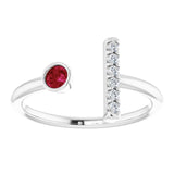 Round Ruby & Diamond Negative Space Ring in Gold and Platinum