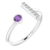 Round Amethyst & Diamond Negative Space Ring in Gold and Platinum