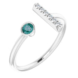 Round Lab-Grown Alexandrite & Diamond Ring in Gold and Platinum