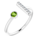 Round Peridot & Diamond Negative Space Ring in Gold and Platinum