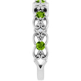 Round Peridot & Diamond Stackable Ring in Gold and Platinum