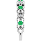 Round Emerald & Diamond Stackable Ring in Gold and Platinum