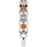 Round Citrine & Diamond Stackable Ring in Gold and Platinum