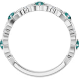 Round Alexandrite & Diamond Stackable Ring in Gold and Platinum