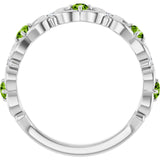 Round Peridot & Diamond Stackable Ring in Gold and Platinum
