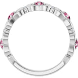 Round Pink Tourmaline & Diamond Stackable Ring in Gold and Platinum