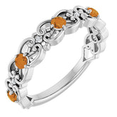 Round Citrine & Diamond Stackable Ring in Gold and Platinum