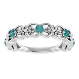 Round Alexandrite & Diamond Stackable Ring in Gold and Platinum