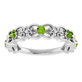 Round Peridot & Diamond Stackable Ring in Gold and Platinum