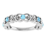 Round Aquamarine & Diamond Stackable Ring in Gold and Platinum