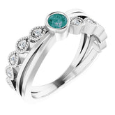 Round Alexandrite & Diamond Accented Ring in Gold and Platinum