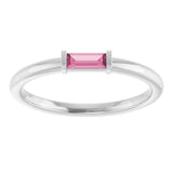 Straight Baguette Pink Tourmaline Ring in Gold and Platinum