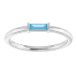 Straight Baguette Swiss Blue Topaz Ring in Gold and Platinum