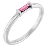 Straight Baguette Pink Tourmaline Ring in Gold and Platinum