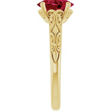 Oval Lab-Grown Ruby Solitaire Ring in Yellow Gold