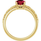 Oval Lab-Grown Ruby Solitaire Ring in Yellow Gold