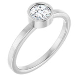Round White Sapphire Solitaire Ring in Gold