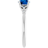 Round Lab-Grown Blue Sapphire & Diamond Ring in Gold and Platinum