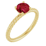 Round Lab-Grown Ruby Solitaire Ring in Gold