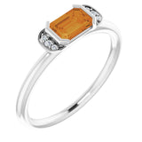 Emerald Citrine & Diamond Stackable Ring in Gold and Platinum