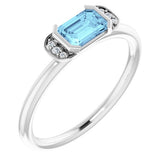 Emerald Aquamarine & Diamond Stackable Ring in Gold and Platinum