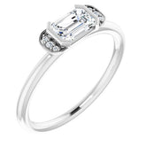 Emerald White Sapphire & Diamond Ring in Gold and Platinum