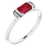 Emerald Ruby & Diamond Stackable Ring in Gold and Platinum