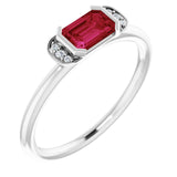 Emerald Ruby & Diamond Stackable Ring in Gold and Platinum